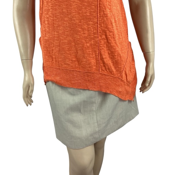 Eileen Fisher Organic Linen Cotton Slub Knit Top Orange Size L - Picture 3 of 7